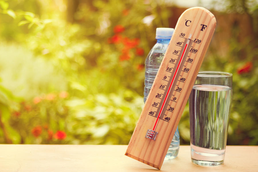 Thermometer showing hot temperature